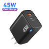 Bloque de cargador USB C, bloque de carga rápida de 45W PD 3.0 tipo cargador de pared C, adaptador de cargador GaN de viaje plegable