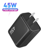 Bloque de cargador USB C, bloque de carga rápida de 45W PD 3.0 tipo cargador de pared C, adaptador de cargador GaN de viaje plegable