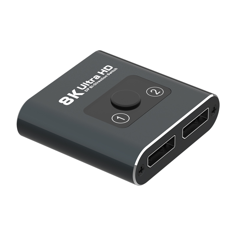 PII-DP302S Divisor de conmutador DisplayPort DisplayPort 1.4 MST Hub Caja de conmutador DP 1.4 2 entradas y 2 salidas Admite pantalla extendida 4K@60Hz Cajas selectoras de audio y vídeo compatibles