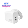 Cargador súper rápido de 45 W, puertos duales, enchufe plegable, cargador compacto GaN