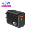 Bloque de cargador USB C, bloque de carga rápida de 45W PD 3.0 tipo cargador de pared C, adaptador de cargador GaN de viaje plegable