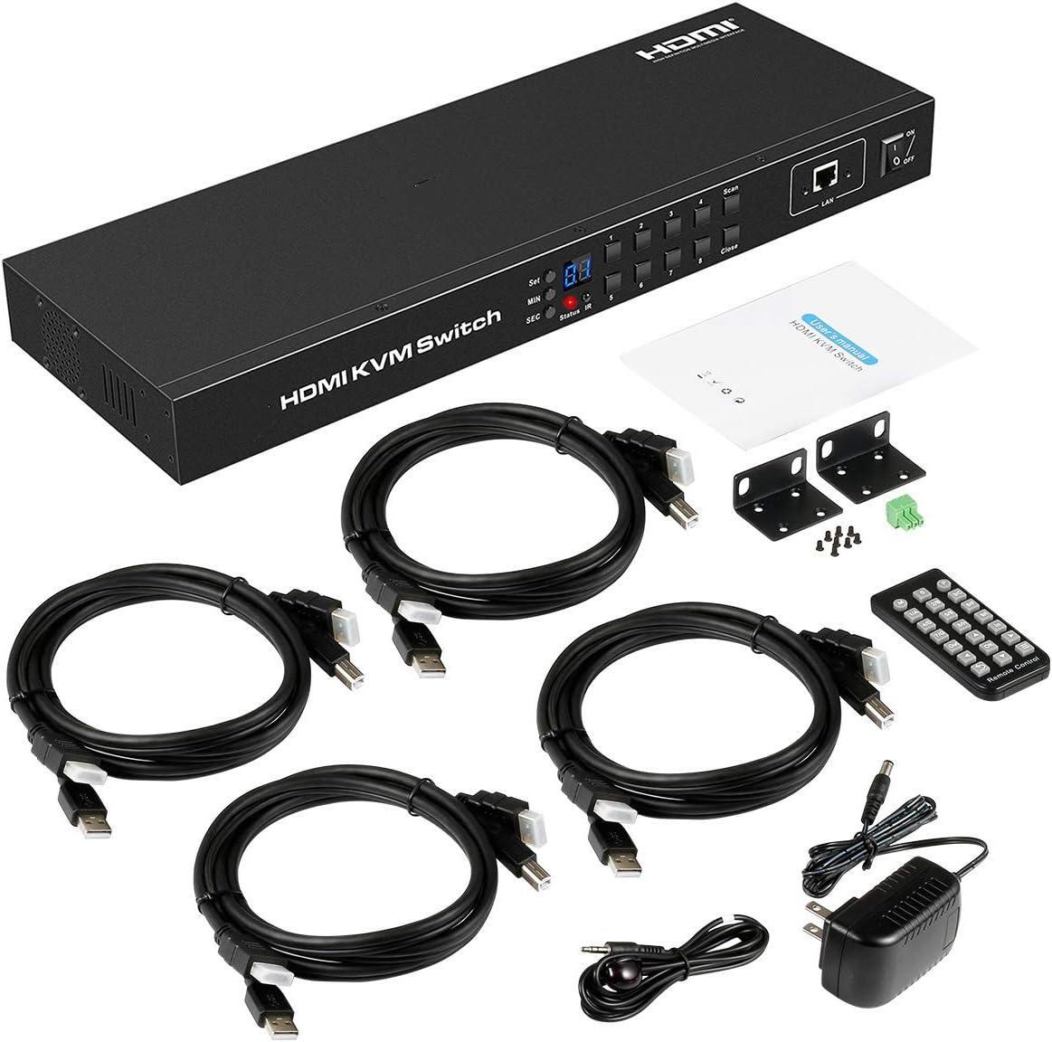 Conmutador KVM HDMI 8X1 personalizado de 8 puertos