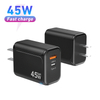 Bloque de cargador USB C, bloque de carga rápida de 45W PD 3.0 tipo cargador de pared C, adaptador de cargador GaN de viaje plegable