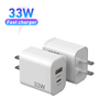 Cargador de pared USB C GaN de 33W PD 30W + QC 4,0 PPS bloque de carga súper rápida con pantalla de vatios y adaptador de corriente de puerto tipo C con enchufe plegable 