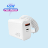 Cargador súper rápido de 45 W, puertos duales, enchufe plegable, cargador compacto GaN