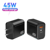 Bloque de cargador USB C, bloque de carga rápida de 45W PD 3.0 tipo cargador de pared C, adaptador de cargador GaN de viaje plegable