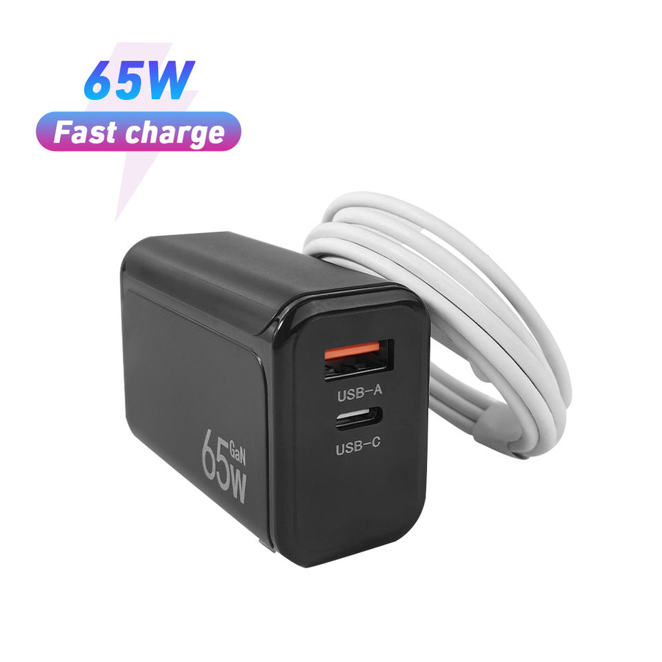  Cargador USB C de 65 W, bloque de cargador rápido GaN de 3 puertos Nexode, cargador plegable compacto