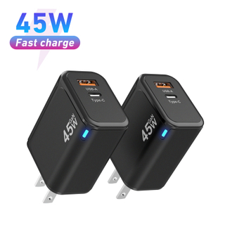 Bloque de cargador USB C, bloque de carga rápida de 45W PD 3.0 tipo cargador de pared C, adaptador de cargador GaN de viaje plegable