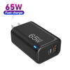 Adaptador rápido PPS, cargador de pared plegable portuario 1A1C del bloque 65W PD 3,0 GaN del cargador del USB C 