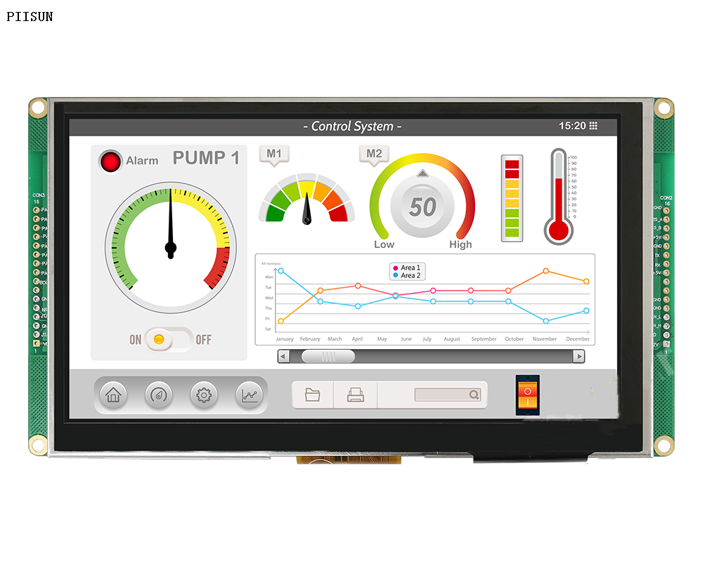 Pantalla inteligente Modbus RS485 de 7' con pantalla táctil capacitiva